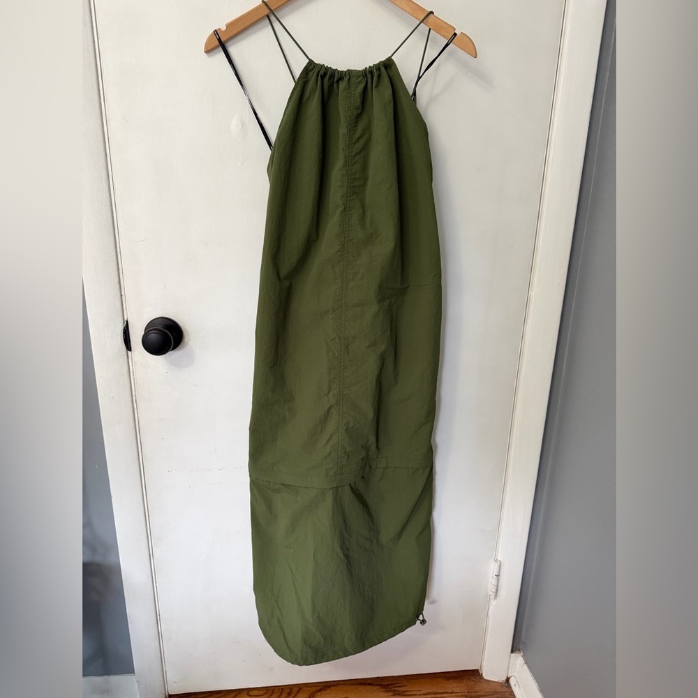 Olive Green Halter Adjustable Dress